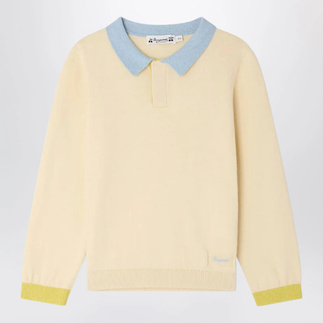 Bonpoint - Mae polo in écru cotton and cashmere Brand Apparel &amp; Accessories > Clothing > Shirts &amp; Tops