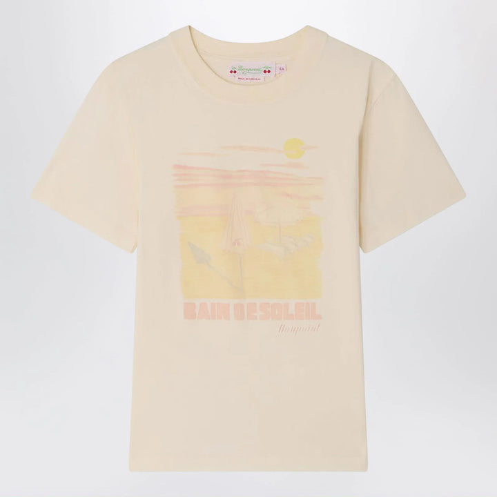 Bonpoint - Thida écru T-shirt with Bain de Soleil print Brand Apparel &amp; Accessories > Clothing > Shirts &amp; Tops 8