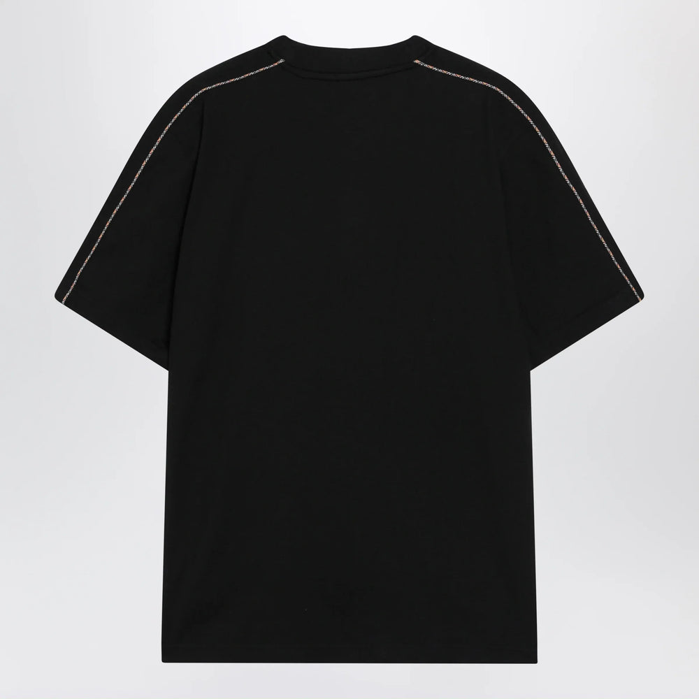 Burberry - Cotton T-shirt with Check trim in black Brand Apparel & Accessories > Clothing > Shirts & Tops