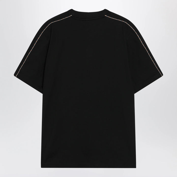 Burberry - Cotton T-shirt with Check trim in black Brand Apparel &amp; Accessories > Clothing > Shirts &amp; Tops
