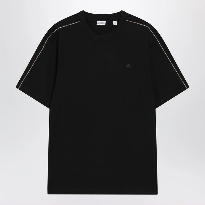 Burberry - Cotton T-shirt with Check trim in black Brand Apparel &amp; Accessories > Clothing > Shirts &amp; Tops