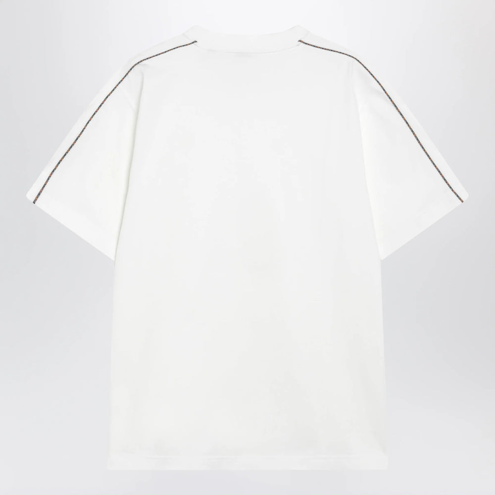 Burberry - Cotton T-shirt with Check trim in Chalk Brand Apparel & Accessories > Clothing > Shirts & Tops