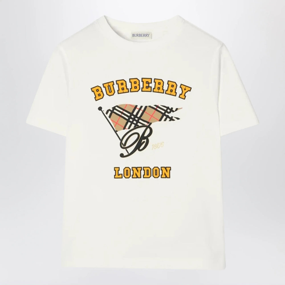 Burberry - Ivory T-shirt with logo print Brand Apparel & Accessories > Clothing > Shirts & Tops