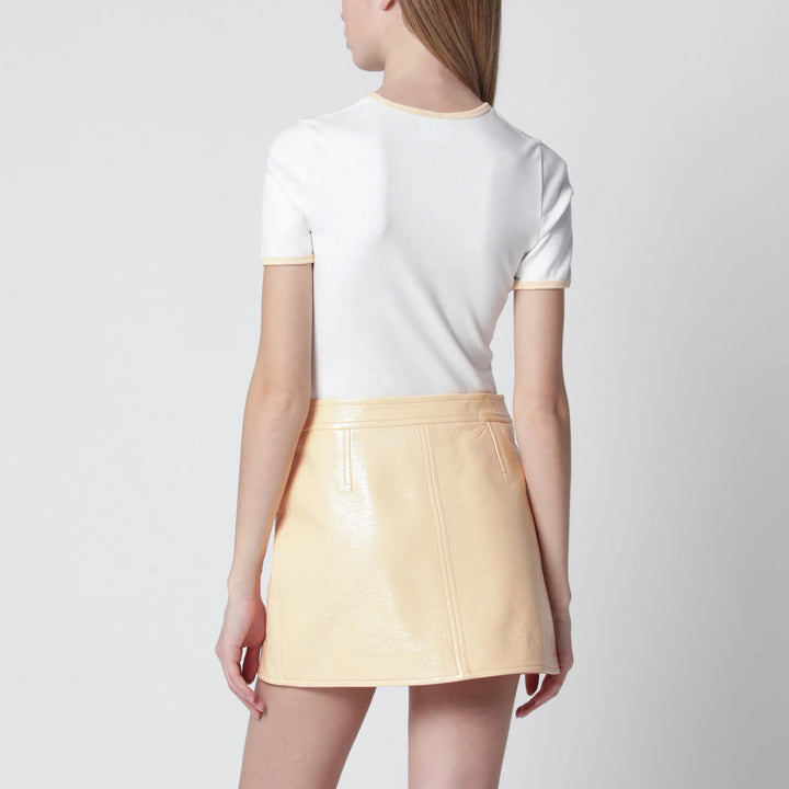 Courrèges - White/orange contrast cotton crew-neck T-shirt Brand Apparel &amp; Accessories > Clothing > Shirts &amp; Tops