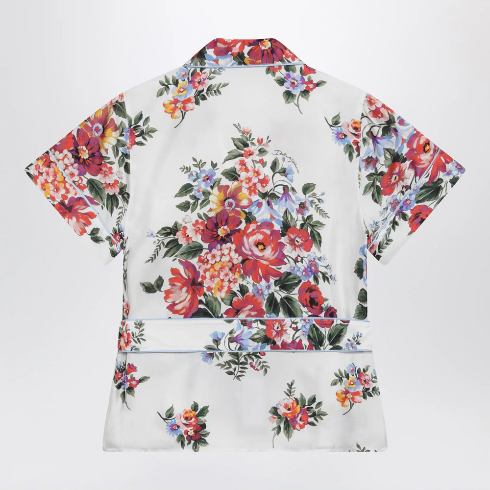 Dolce&Gabbana - Vanity floral-print silk twill shirt in white Brand Apparel & Accessories > Clothing > Shirts & Tops