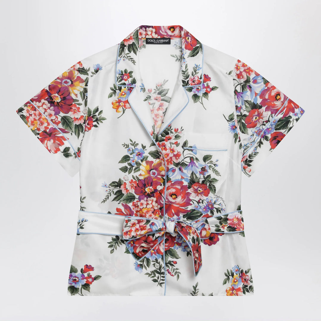Dolce&amp;Gabbana - Vanity floral-print silk twill shirt in white Brand Apparel &amp; Accessories > Clothing > Shirts &amp; Tops 38  IT