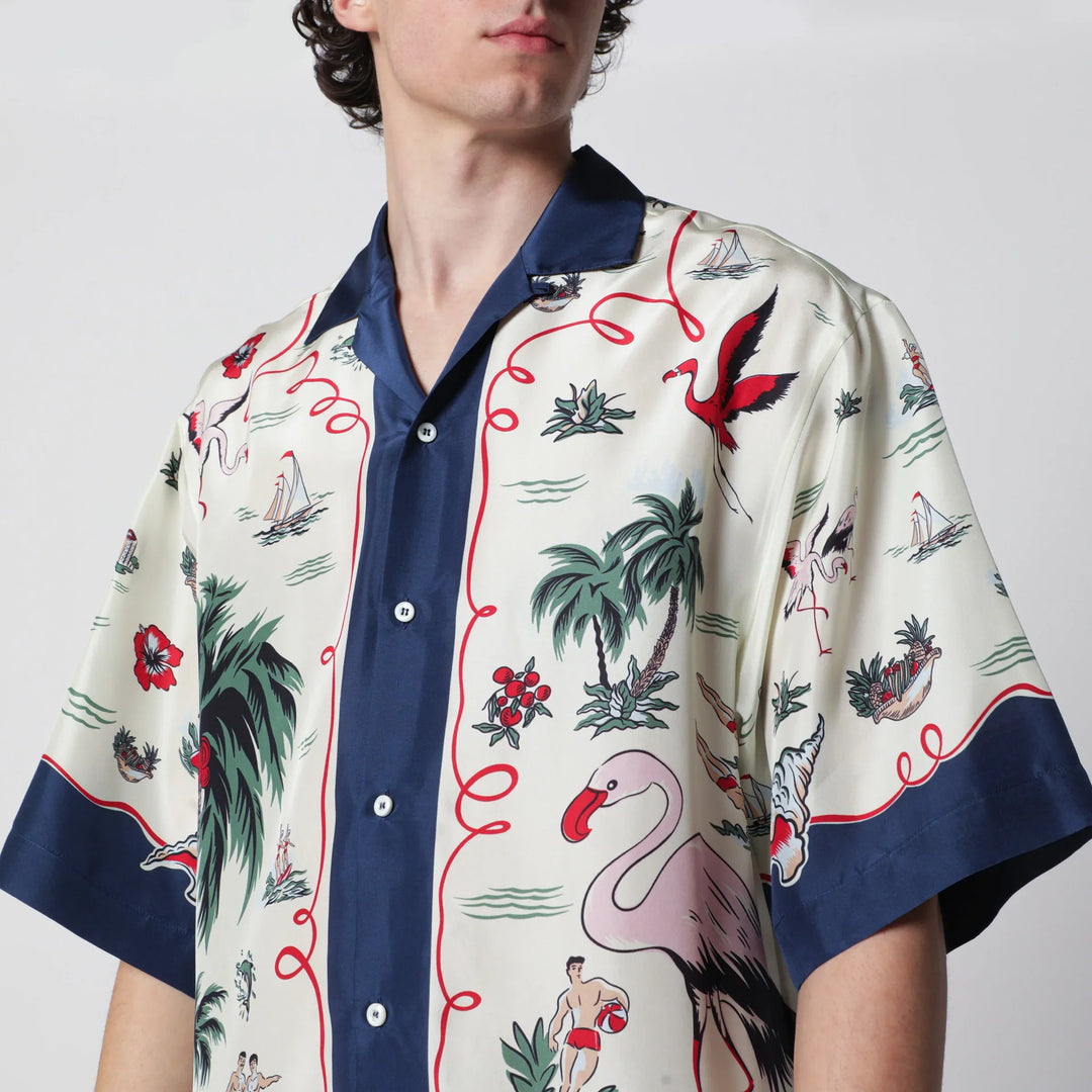 Dsquared2 - Aloha Souvenir silk bowling shirt in multicolor Brand Apparel &amp; Accessories > Clothing > Shirts &amp; Tops