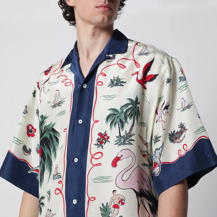 Dsquared2 - Aloha Souvenir silk bowling shirt in multicolor Brand Apparel &amp; Accessories > Clothing > Shirts &amp; Tops