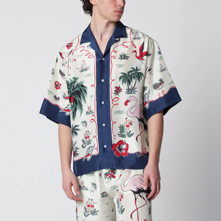 Dsquared2 - Aloha Souvenir silk bowling shirt in multicolor Brand Apparel &amp; Accessories > Clothing > Shirts &amp; Tops