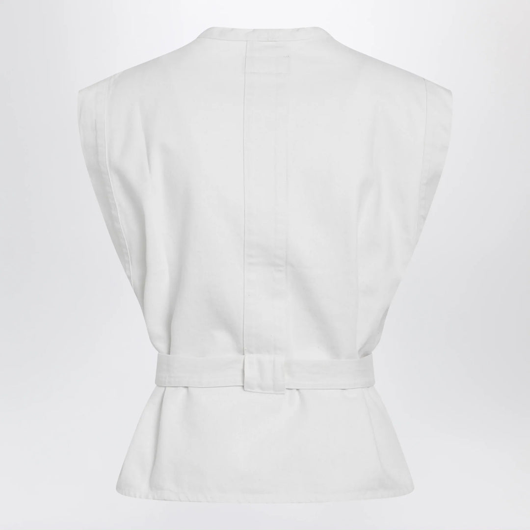 LEMAIRE - White Chasuble shirt in bleached denim Brand Apparel &amp; Accessories > Clothing > Shirts &amp; Tops