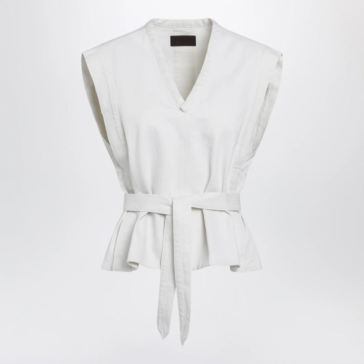 LEMAIRE - White Chasuble shirt in bleached denim Brand Apparel &amp; Accessories > Clothing > Shirts &amp; Tops 36  FR