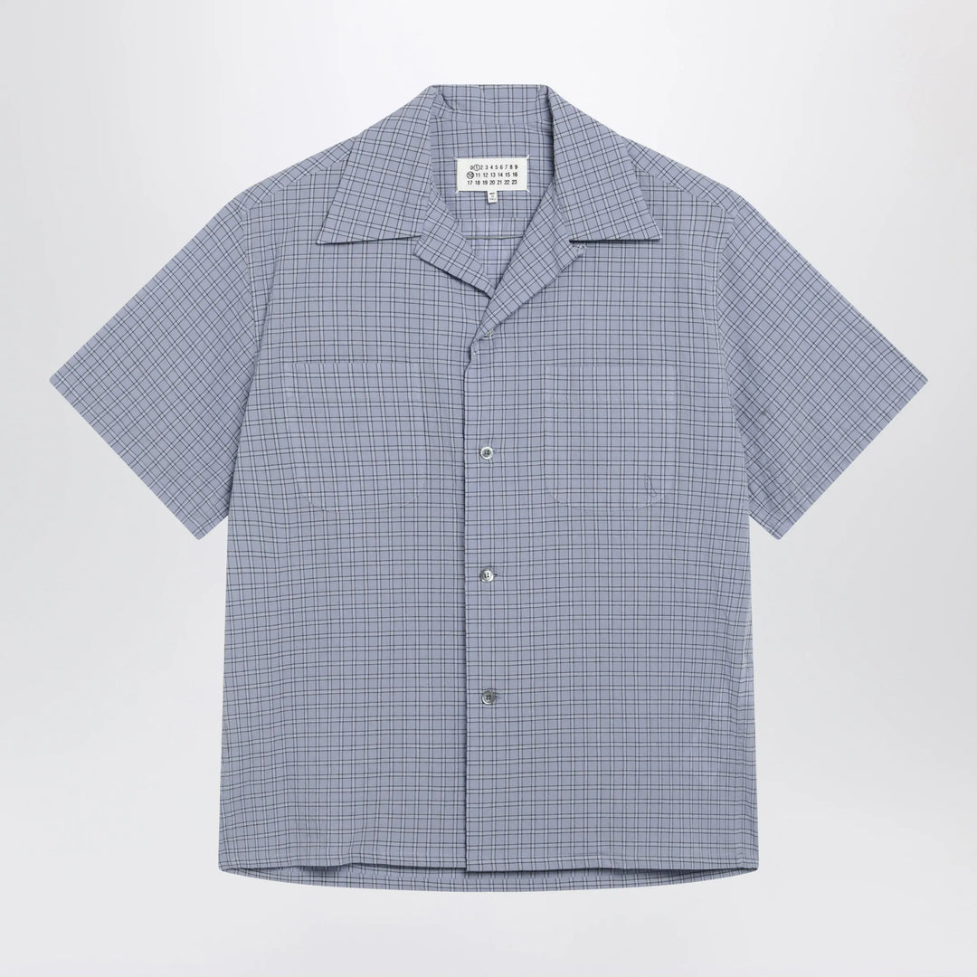 Maison Margiela - Light blue check bowling shirt Brand Apparel &amp; Accessories > Clothing > Shirts &amp; Tops 46 IT