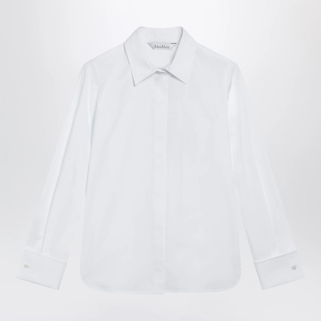 Max Mara - White cotton shirt with logo Brand Apparel &amp; Accessories > Clothing > Shirts &amp; Tops 40  IT