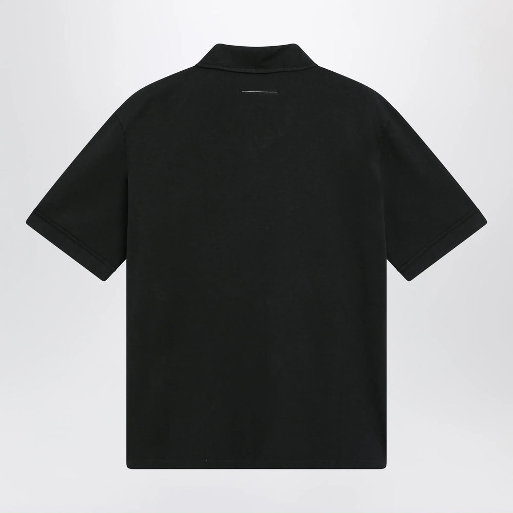MM6 Maison Margiela - Black cotton polo shirt Brand Apparel & Accessories > Clothing > Shirts & Tops