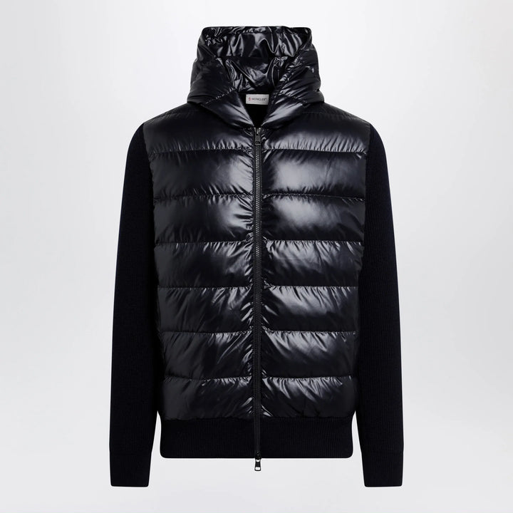 Moncler - Blue padded wool zip-up hoodie Brand Apparel &amp; Accessories > Clothing > Shirts &amp; Tops M