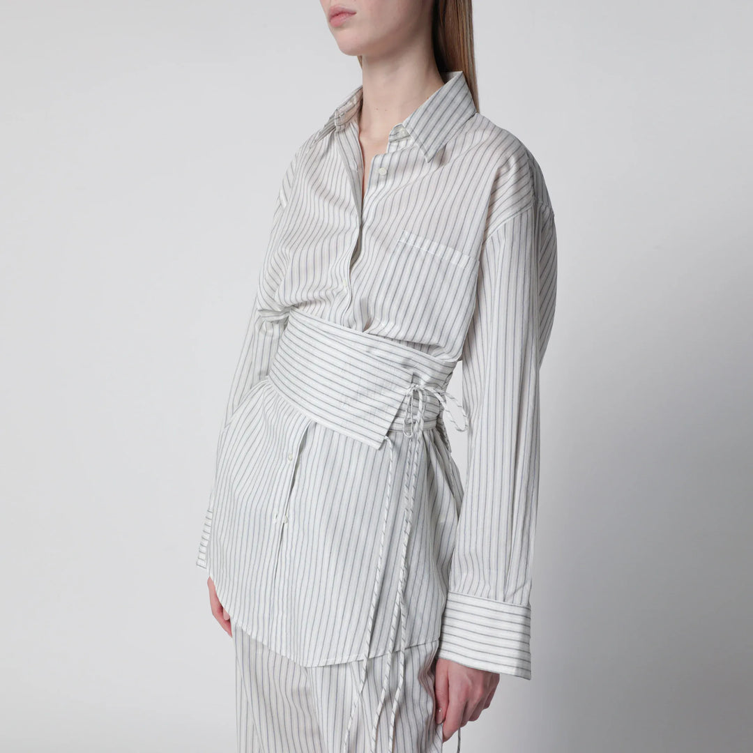 Róhe - Silk striped shirt with belt Brand Apparel &amp; Accessories > Clothing > Shirts &amp; Tops
