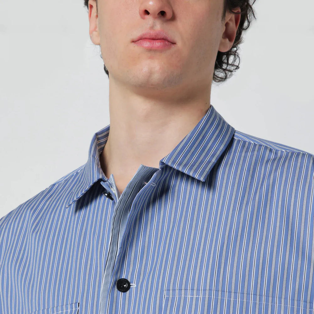 Sacai - Light blue striped cotton shirt Brand Apparel & Accessories > Clothing > Shirts & Tops