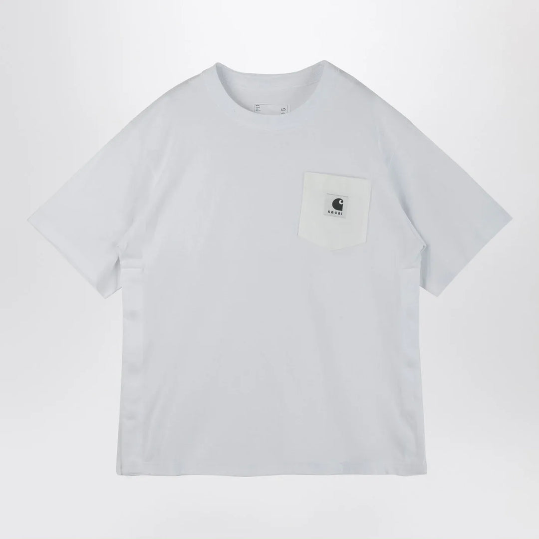 Sacai x Carhartt WIP - White cotton T-shirt with logo patch Brand Apparel & Accessories > Clothing > Shirts & Tops 3