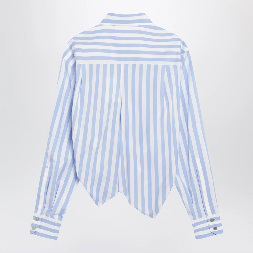 Sportmax - Striped cotton poplin shirt in light blue Brand Apparel & Accessories > Clothing > Shirts & Tops