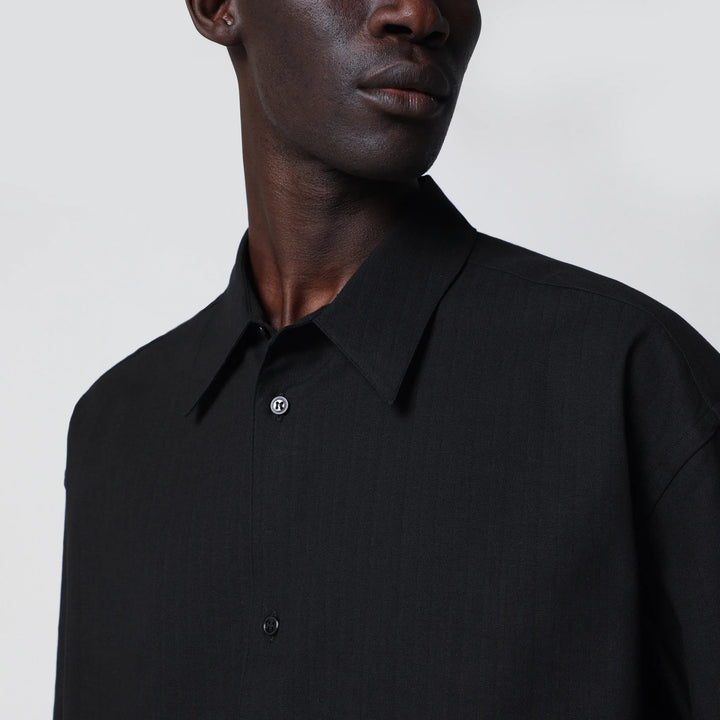 STUDIO NICHOLSON - Black cotton and linen shirt Brand Apparel &amp; Accessories > Clothing > Shirts &amp; Tops