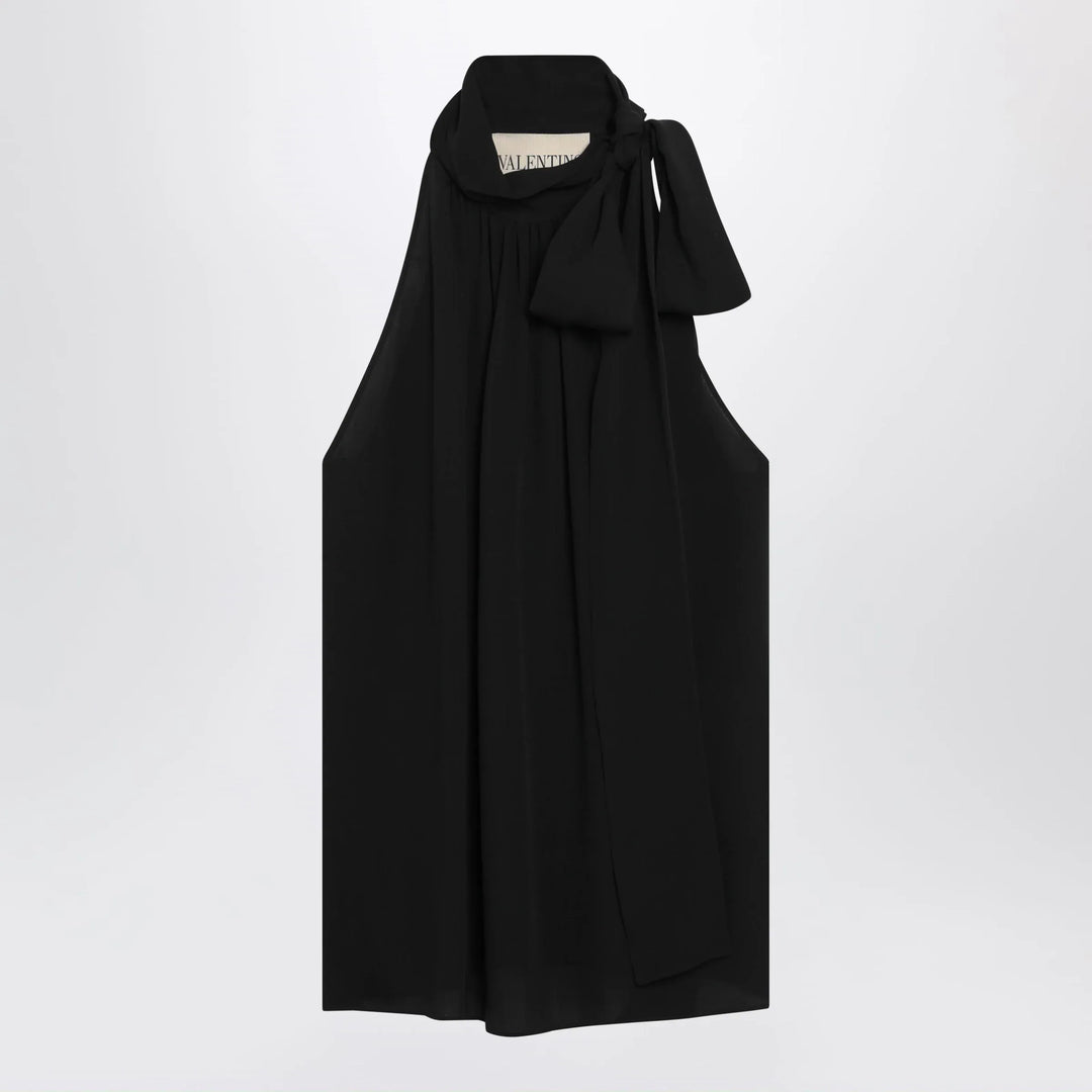 Valentino - Black silk top with neck bow Brand Apparel &amp; Accessories > Clothing > Shirts &amp; Tops 40  IT