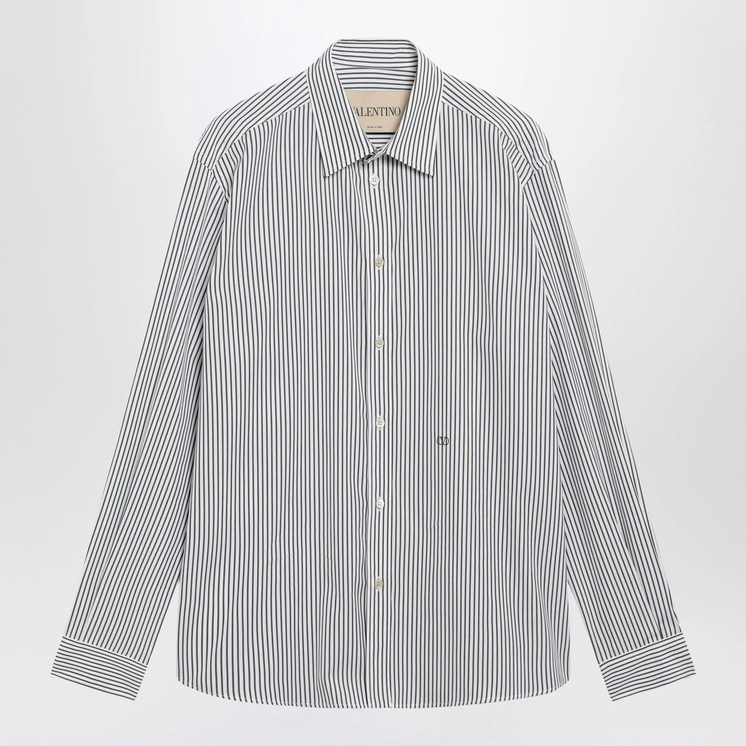 Valentino - Ivory/green striped shirt with Vlogo Brand Apparel &amp; Accessories > Clothing > Shirts &amp; Tops 39