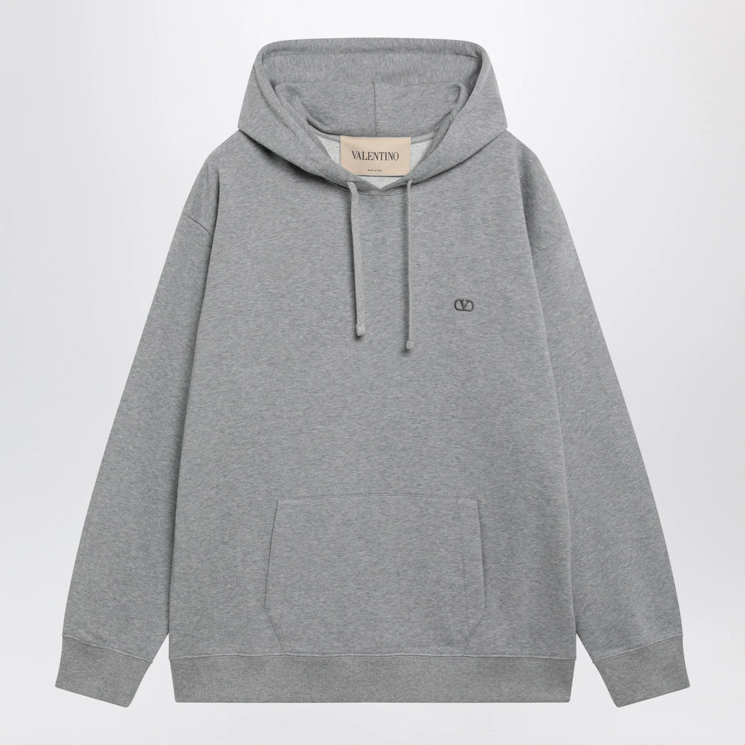 Valentino - Mélange gray hoodie with Vlogo embroidery Brand Apparel &amp; Accessories > Clothing > Shirts &amp; Tops S