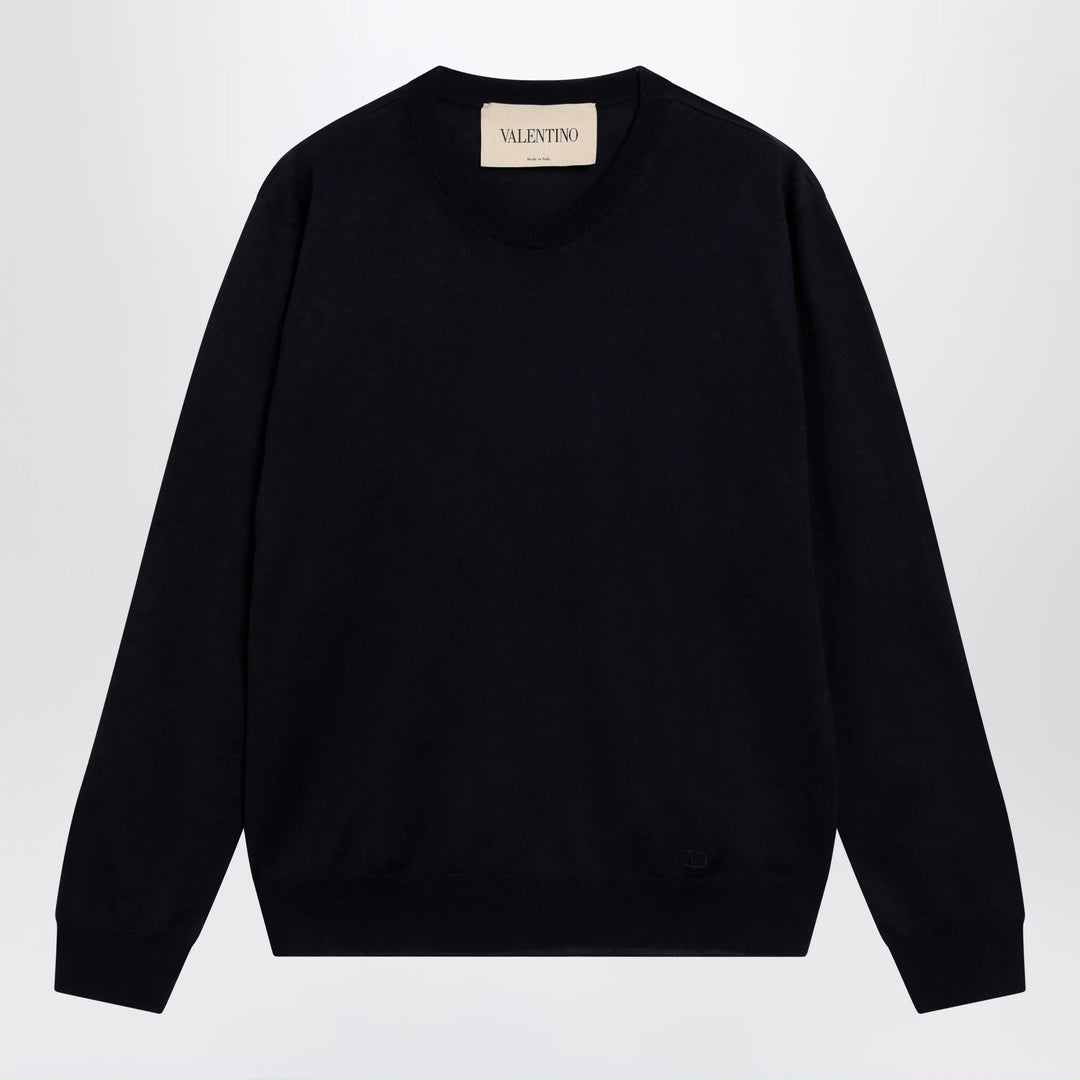 Valentino - Navy blue wool crewneck sweater Brand Apparel &amp; Accessories > Clothing > Shirts &amp; Tops S