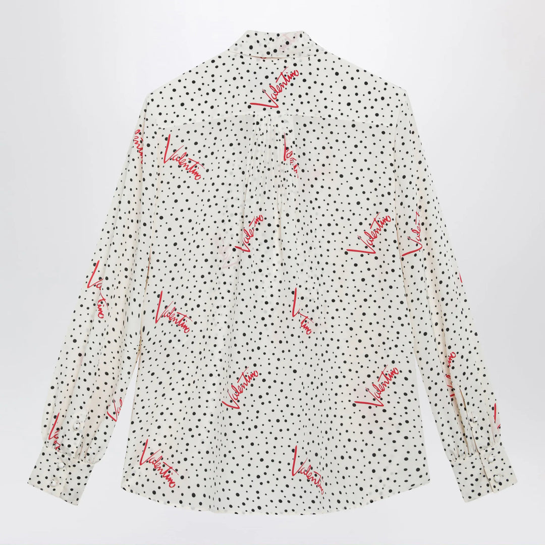 Valentino - Vanilla silk shirt with logo print Brand Apparel &amp; Accessories > Clothing > Shirts &amp; Tops 42  IT