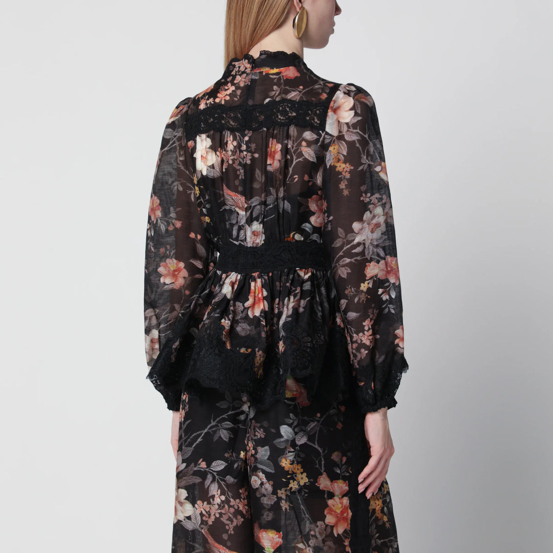 ZIMMERMANN - Black Carousel peplum lace blouse Brand Apparel &amp; Accessories > Clothing > Shirts &amp; Tops 2