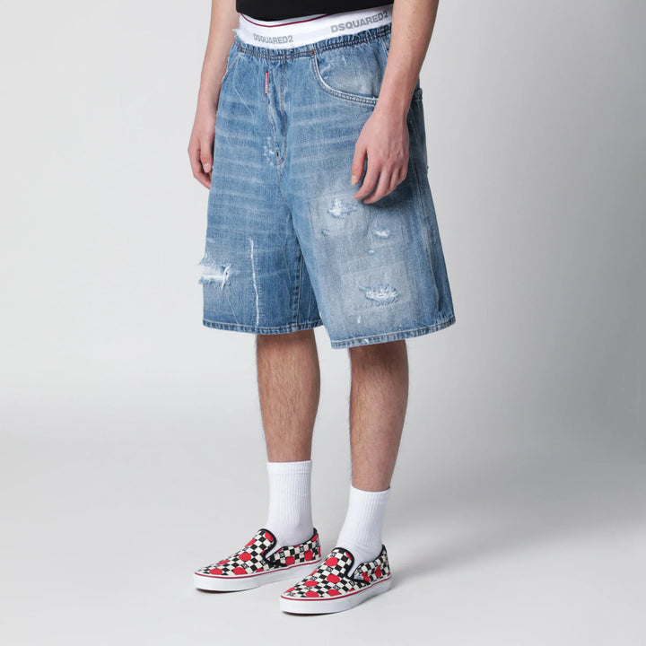 Dsquared2 - Surfer light-wash distressed denim shorts in blue Brand Apparel &amp; Accessories > Clothing > Shorts 46 IT