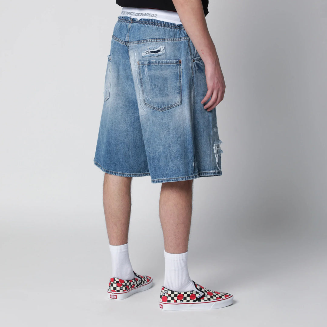 Dsquared2 - Surfer light-wash distressed denim shorts in blue Brand Apparel &amp; Accessories > Clothing > Shorts 46 IT