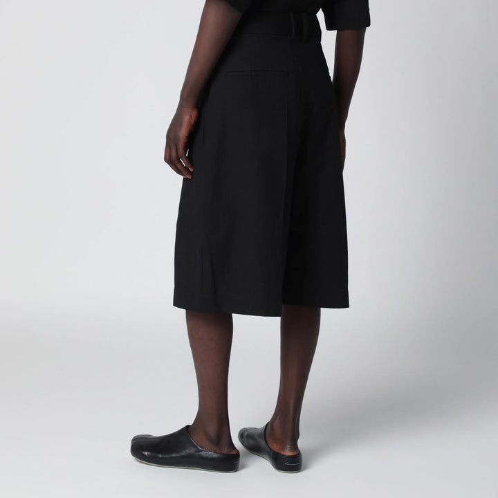 STUDIO NICHOLSON - Fowld shorts in cotton blend black Brand Apparel &amp; Accessories > Clothing > Shorts