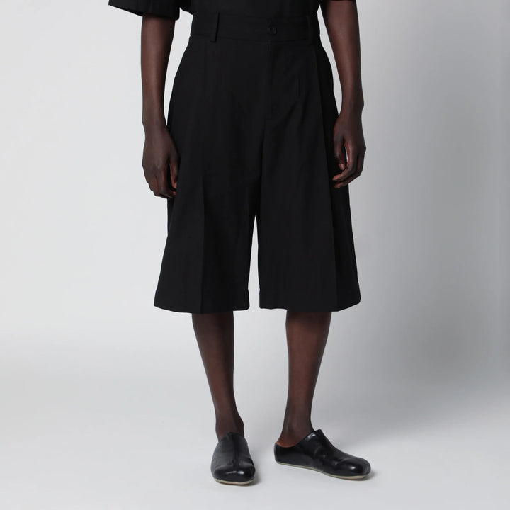 STUDIO NICHOLSON - Fowld shorts in cotton blend black Brand Apparel &amp; Accessories > Clothing > Shorts S