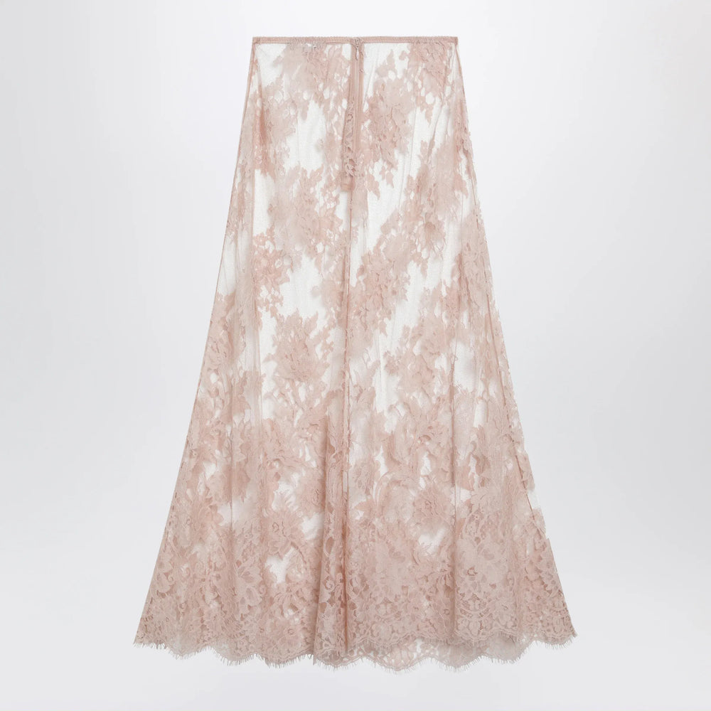Dolce&Gabbana - Chantilly lace midi skirt in pink Brand Apparel & Accessories > Clothing > Skirts