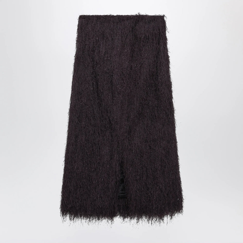 Dries Van Noten - Dark purple midi skirt with fringes Brand Apparel & Accessories > Clothing > Skirts