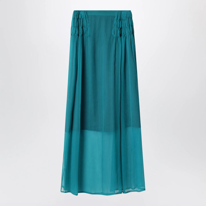 Dries Van Noten - Petrol green semi-sheer silk skirt Brand Apparel &amp; Accessories > Clothing > Skirts 36  FR