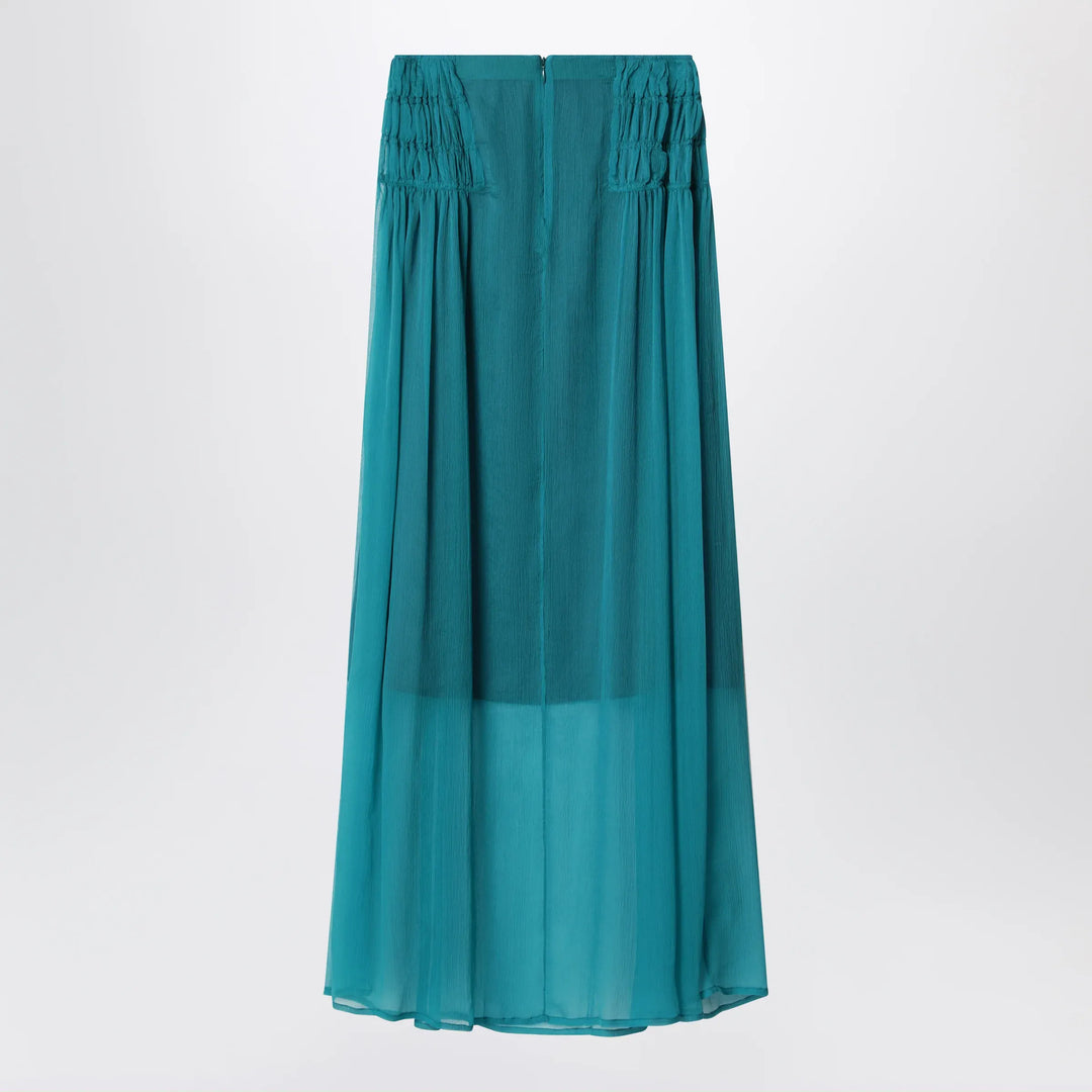 Dries Van Noten - Petrol green semi-sheer silk skirt Brand Apparel &amp; Accessories > Clothing > Skirts 36  FR