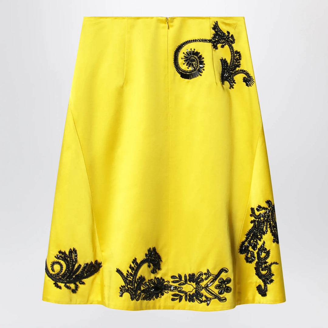Dries Van Noten - Yellow skirt with black sequin embroidery Brand Apparel &amp; Accessories > Clothing > Skirts 36  FR