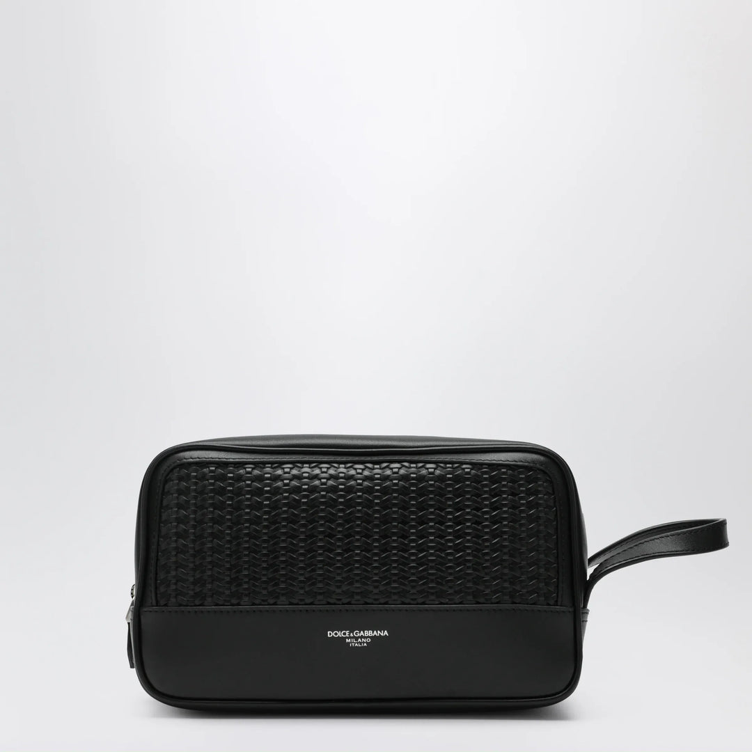 Dolce&amp;Gabbana - Atene toiletry bag in plonge calfskin leather, black Brand Apparel &amp; Accessories TU