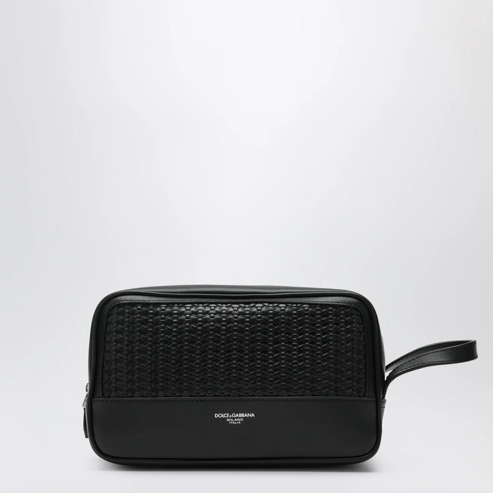 Dolce&amp;Gabbana - Atene toiletry bag in plonge calfskin leather, black Brand Apparel &amp; Accessories TU