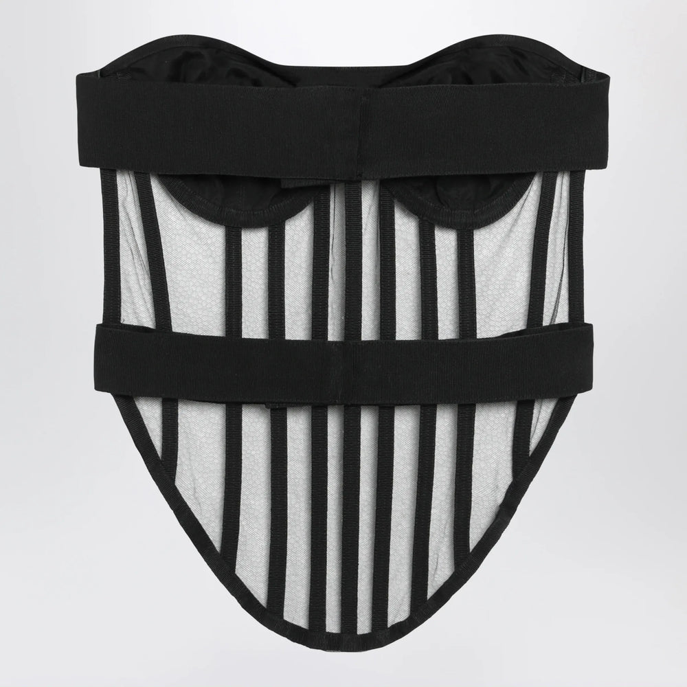 Dolce&Gabbana - Black corset embellished with tulle Brand Apparel & Accessories 40  IT