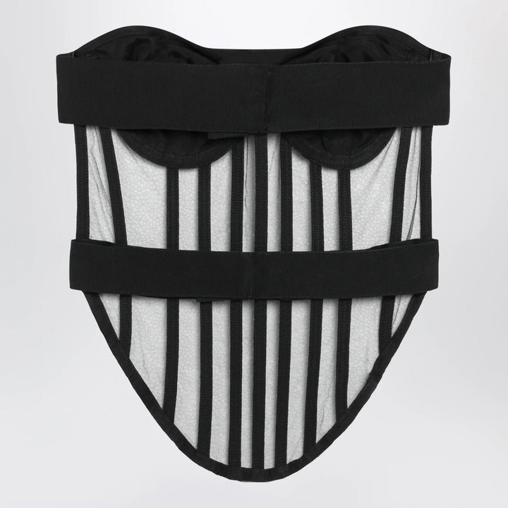 Dolce&amp;Gabbana - Black corset embellished with tulle Brand Apparel &amp; Accessories 40  IT