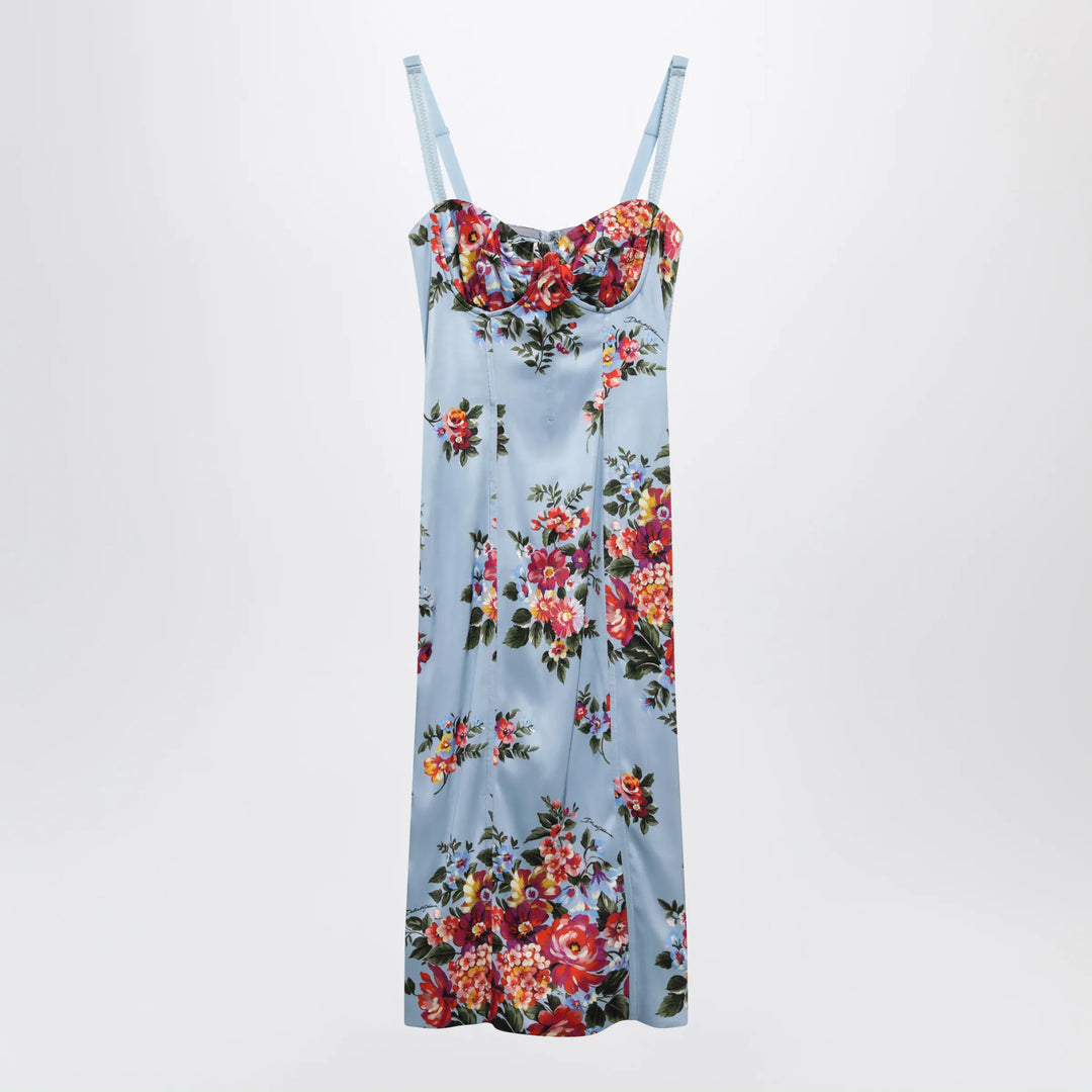 Dolce&amp;Gabbana - Midi dress in twill with floral print Brand Apparel &amp; Accessories 40  IT