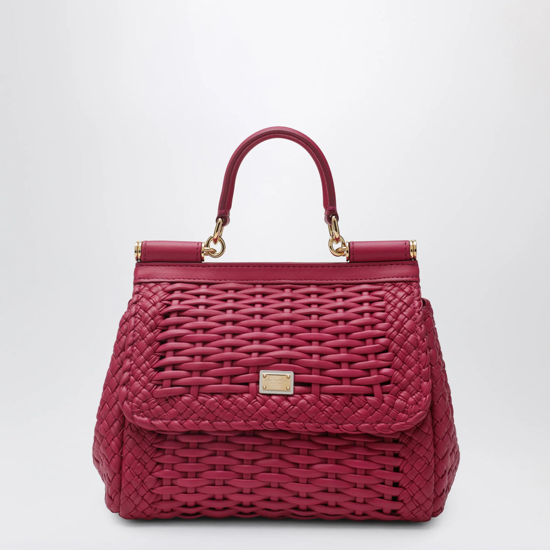 Dolce&amp;Gabbana - Small Sicily handbag in woven nappa leather, hibiscus Brand Apparel &amp; Accessories TU