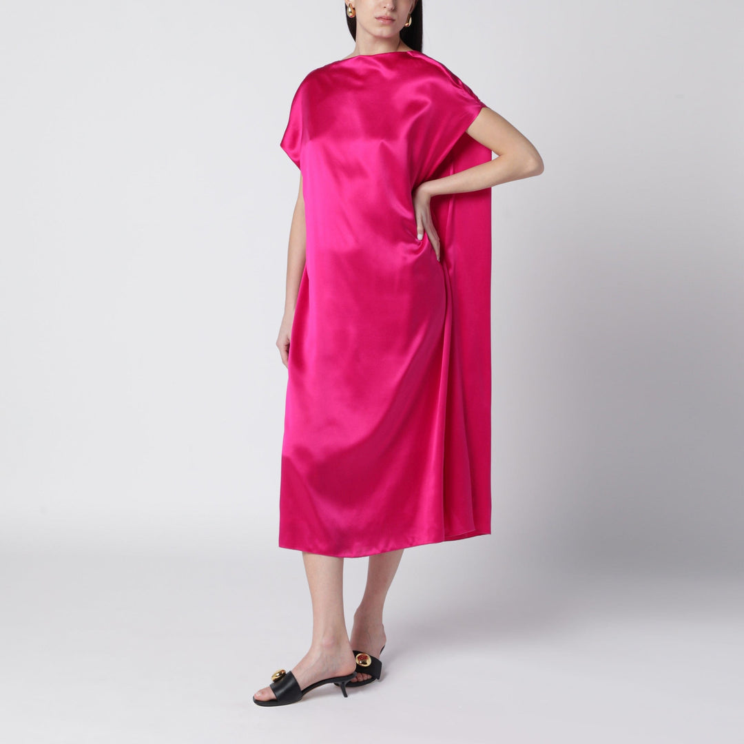 Apparel & Accessories Dries Van Noten - Fuchsia silk satin midi dress Brand