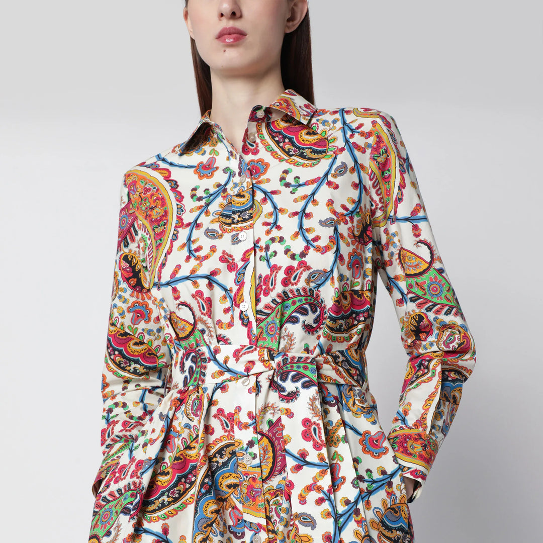 ETRO - Midi cotton dress with paisley print Brand Apparel &amp; Accessories