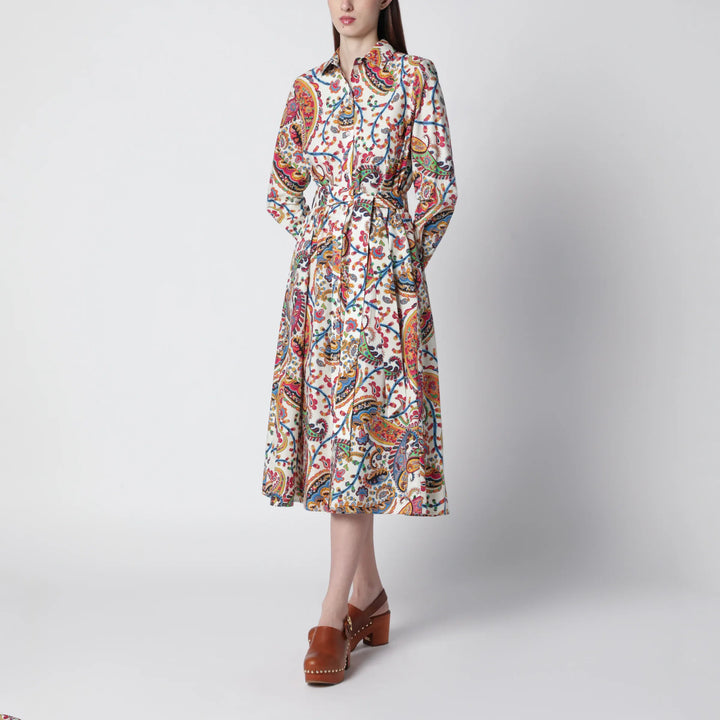 ETRO - Midi cotton dress with paisley print Brand Apparel &amp; Accessories 40  IT