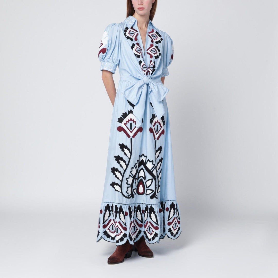 Apparel & Accessories FARM Rio - Light blue embroidered long dress with bow Brand