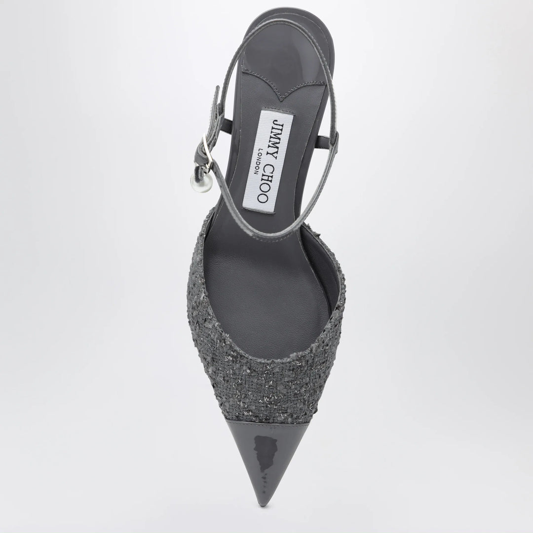 Jimmy Choo - Aren graphite leather and fabric slingbacks Brand Apparel &amp; Accessories